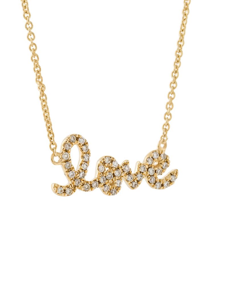 14k Yellow Gold Love Diamond Necklace