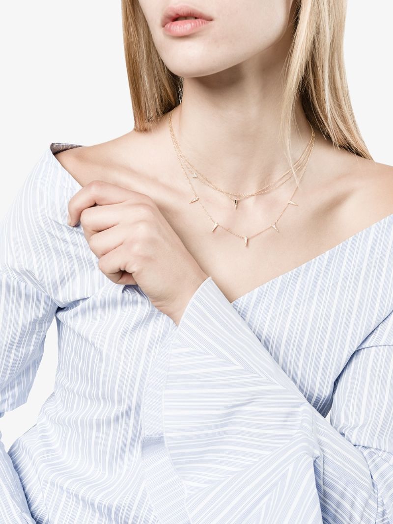 18k Yellow Gold Floating Triangle Diamond Necklace