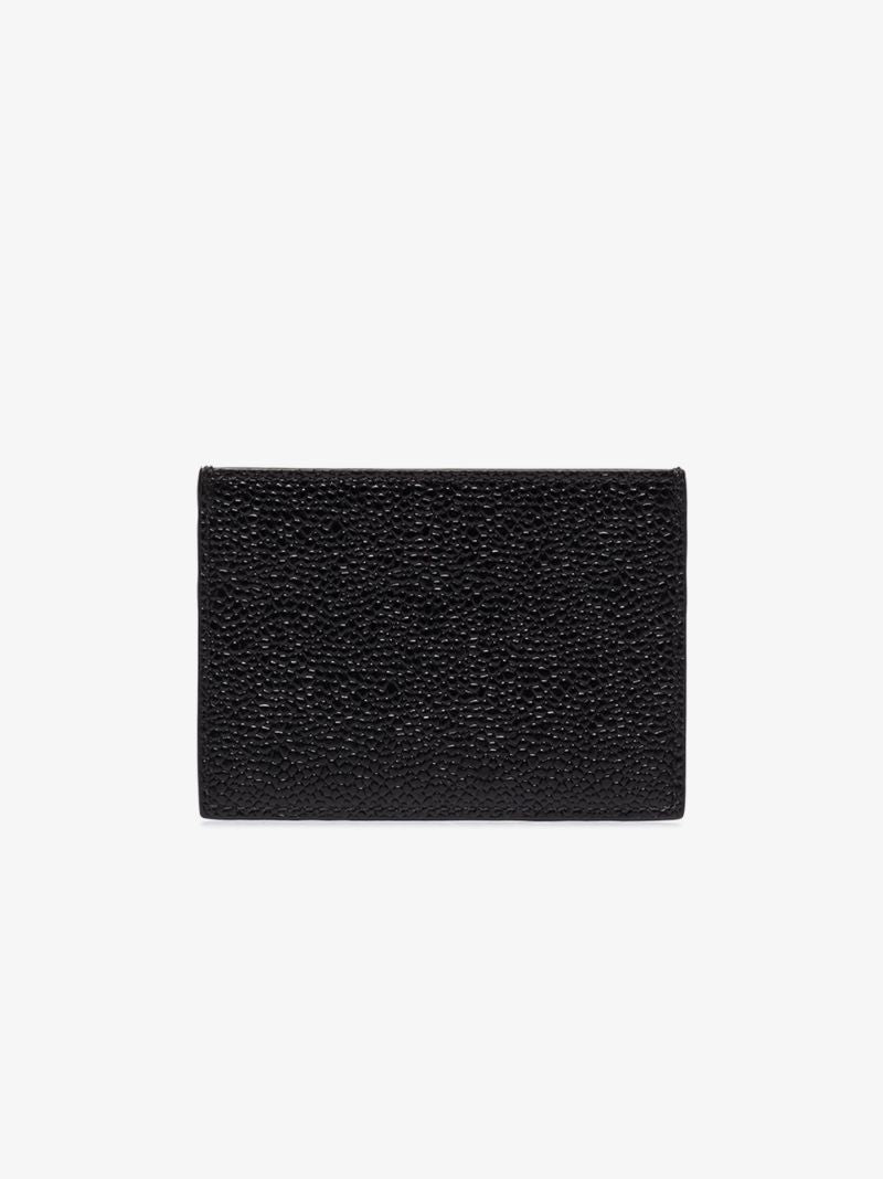 Black Logo Pebble Grain Leather Card Holder