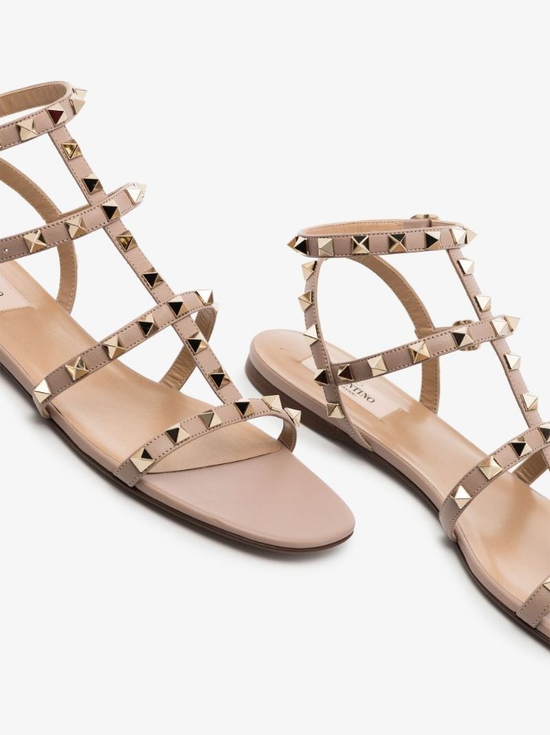 Neutral Rockstud Leather Sandals
