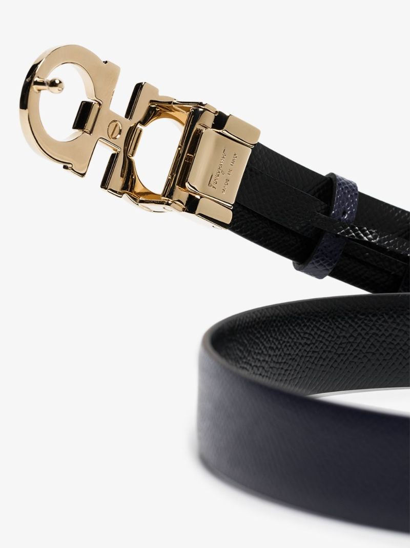 Black Gancini Reversible Leather Belt
