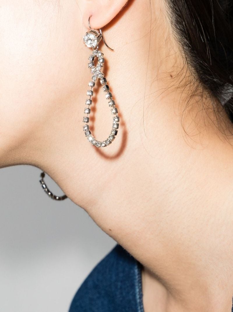 Silver Tone Crystal Pendant Earrings