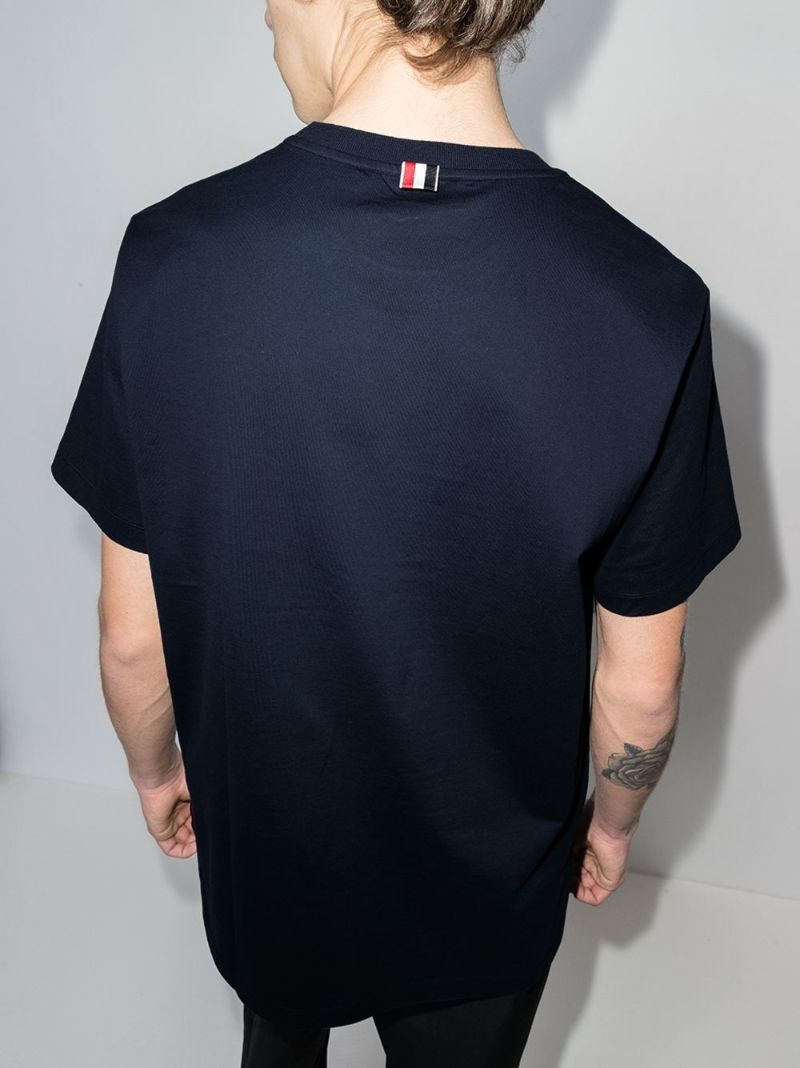 Blue Side Slit Cotton T-shirt