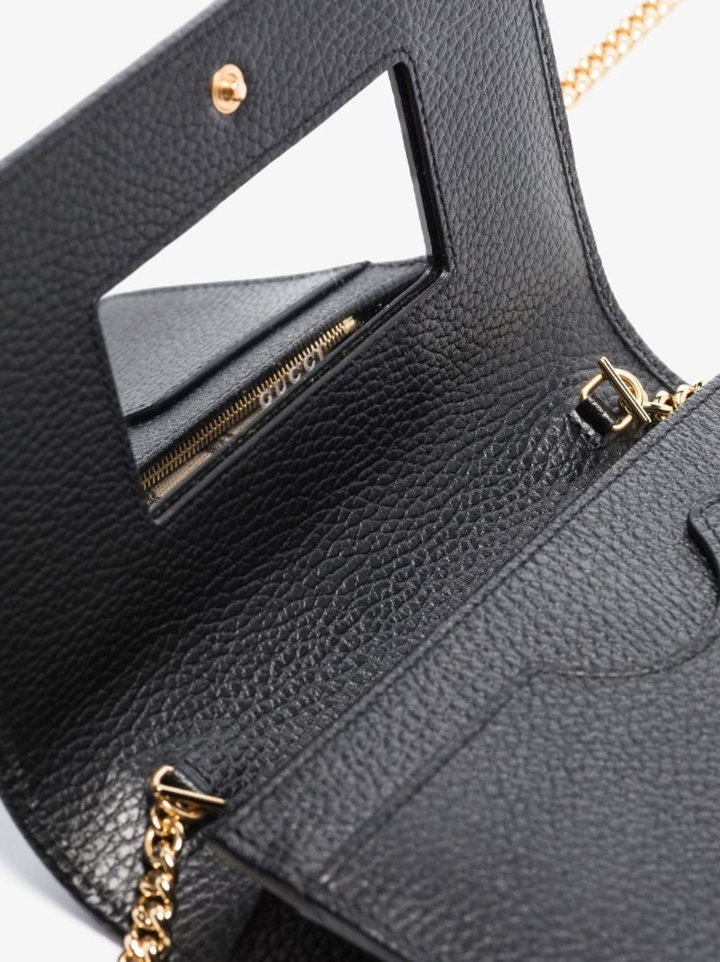 Black Gg Marmont Leather Chain Wallet