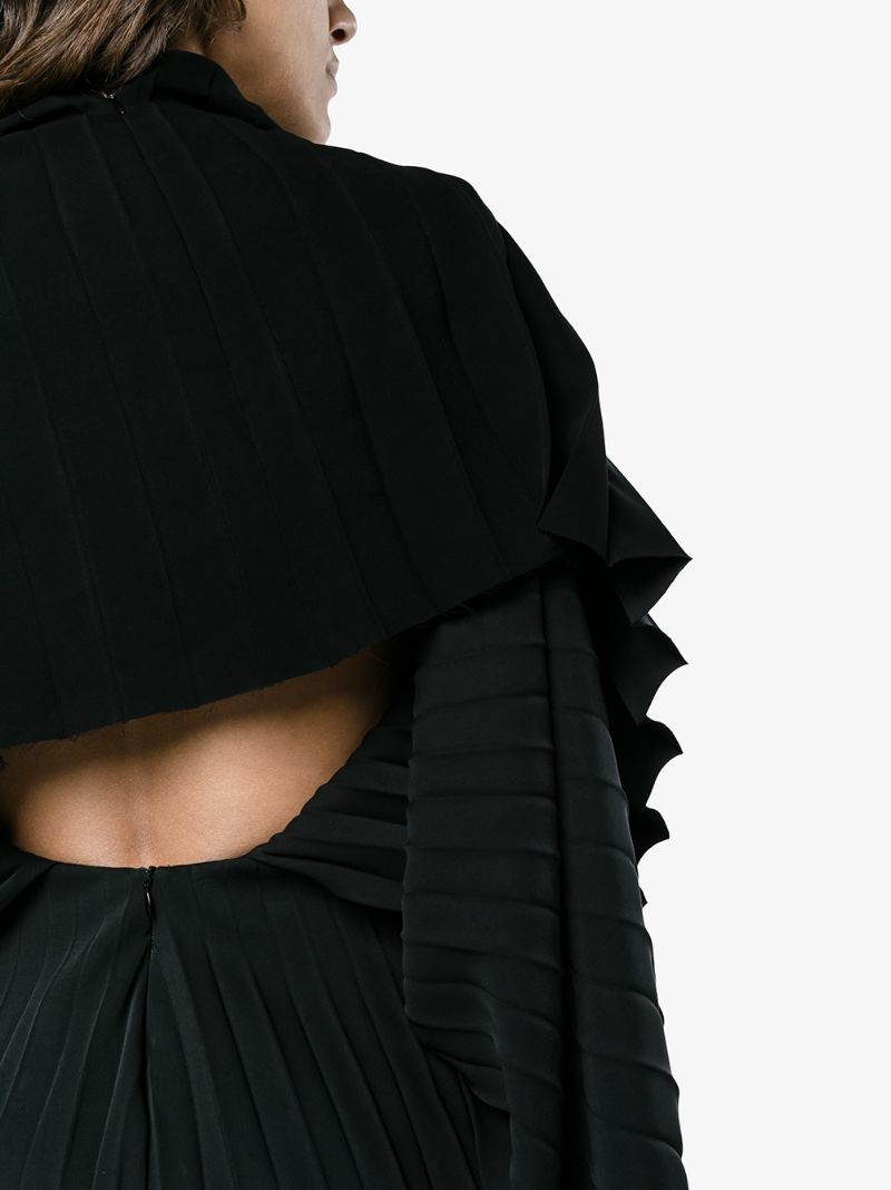Black Pleated Cape Dress