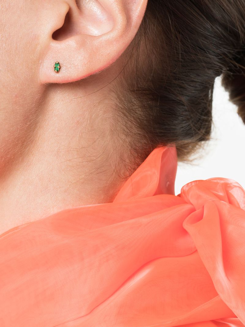 18k Yellow Gold Emerald Mini Stud Earring