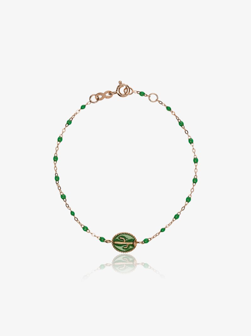 18kt Rose Gold Green Cactus Bead Bracelet
