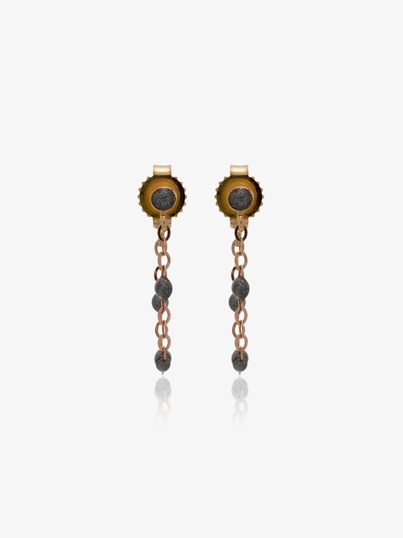 18k Rose Gold Silver Beaded Earrings