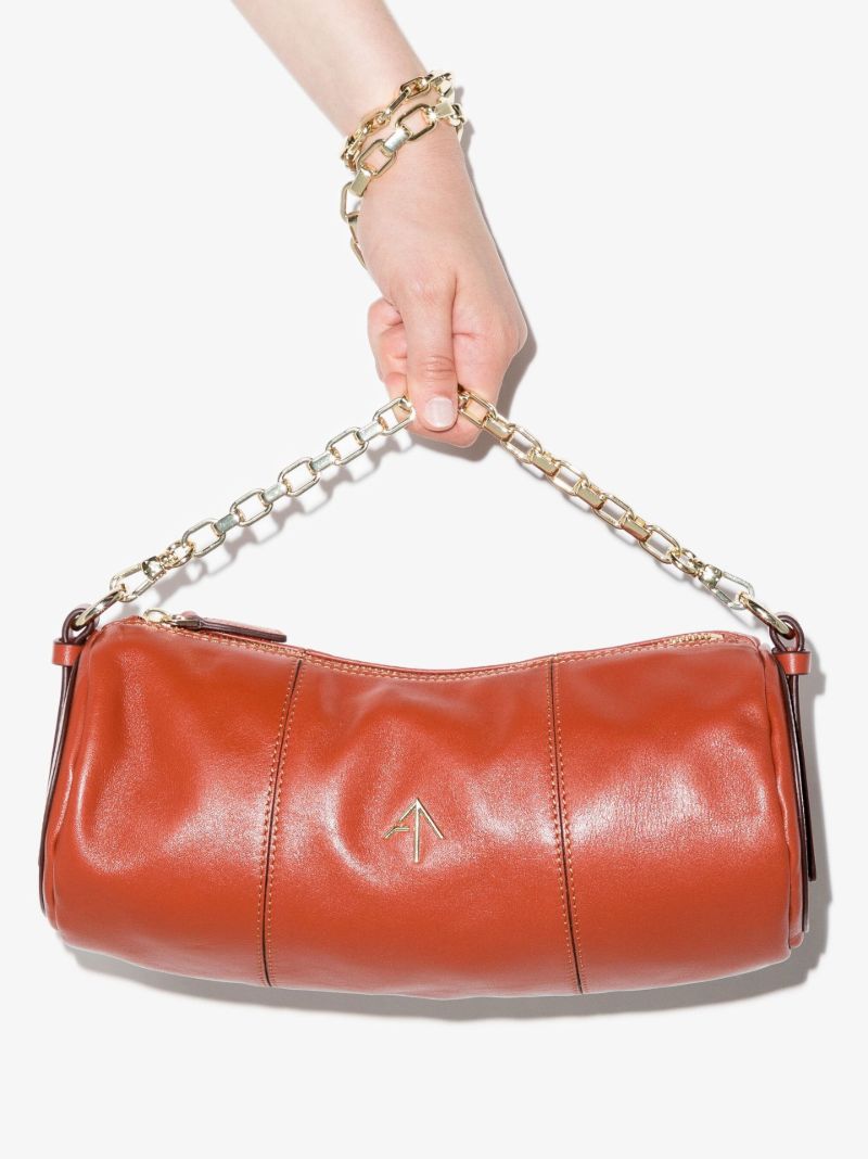Red Mini Cylinder Leather Shoulder Bag