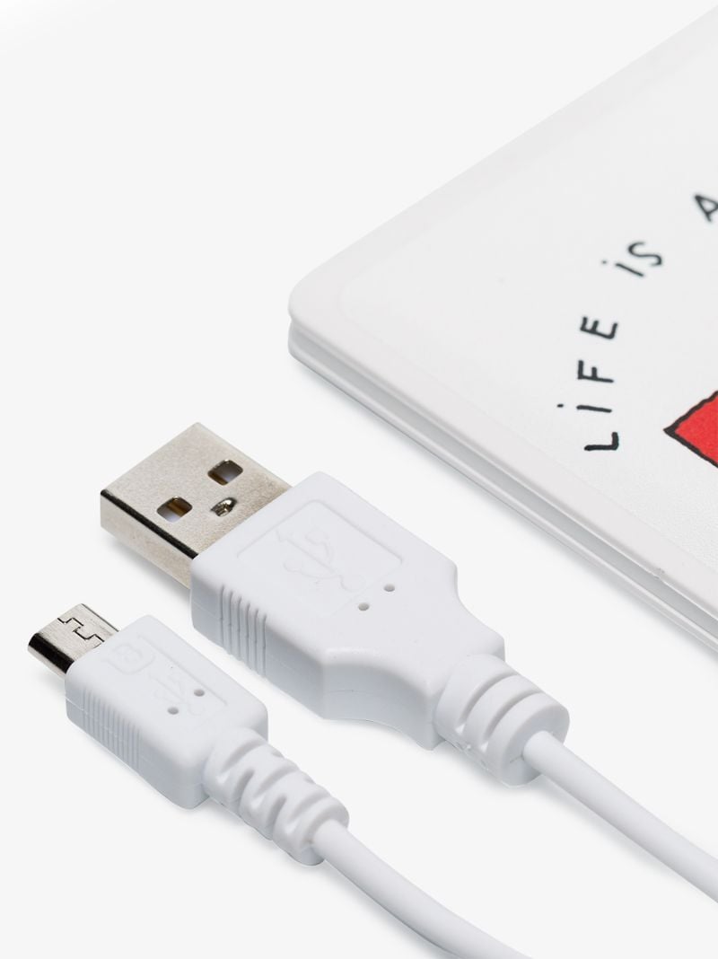 White Contrasting Logo Print Charger