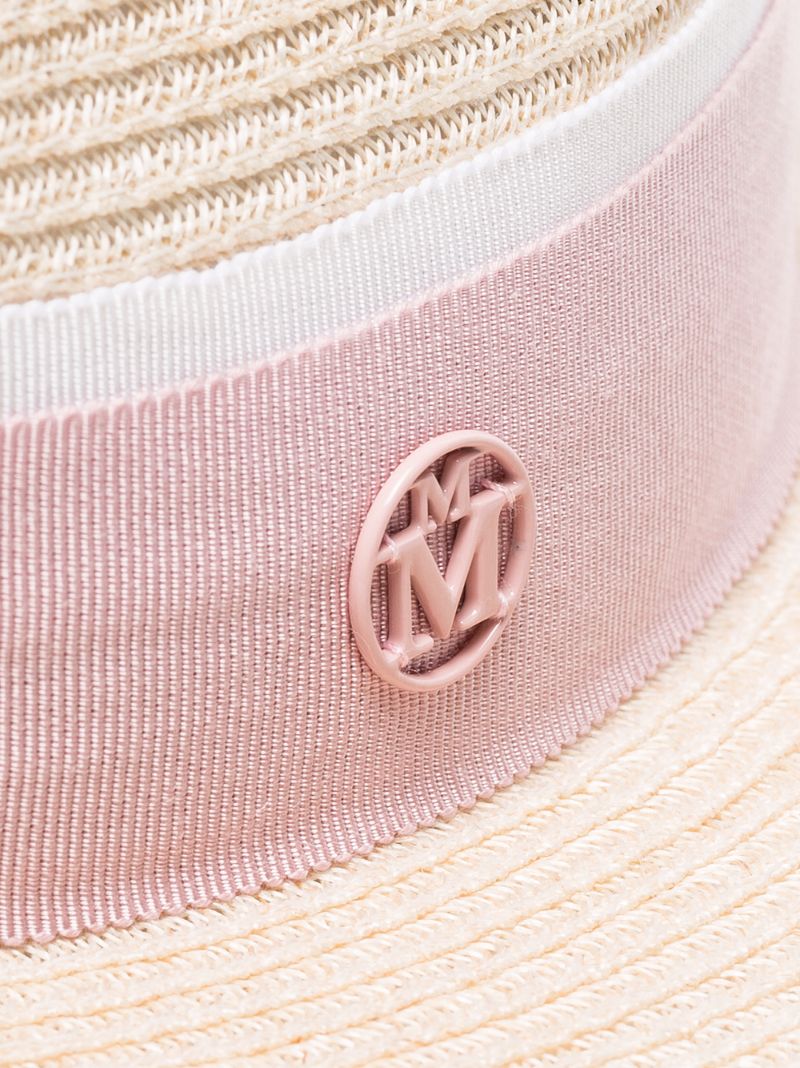 Pink Logo Embellished Straw Hat