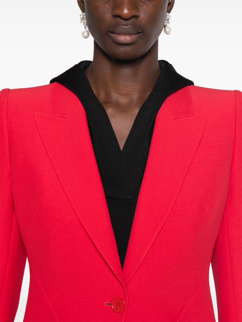 Red Single-breasted Crepe Blazer