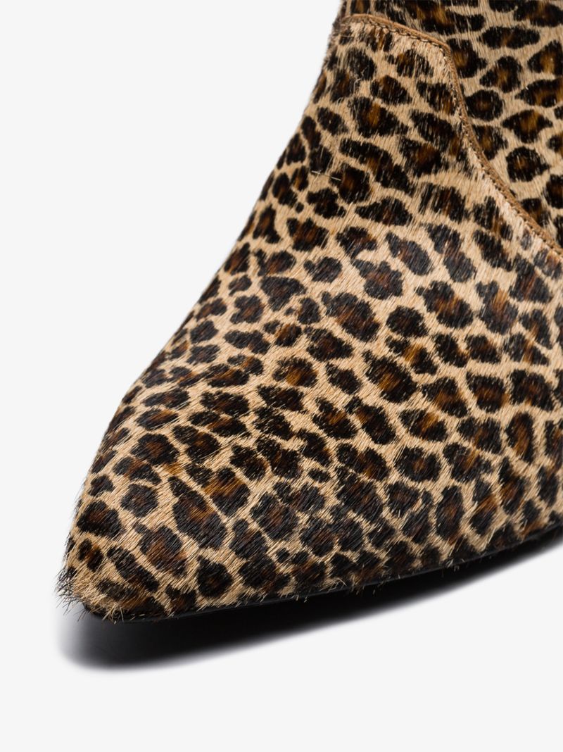 Leopard Print Elastic Strap Boots