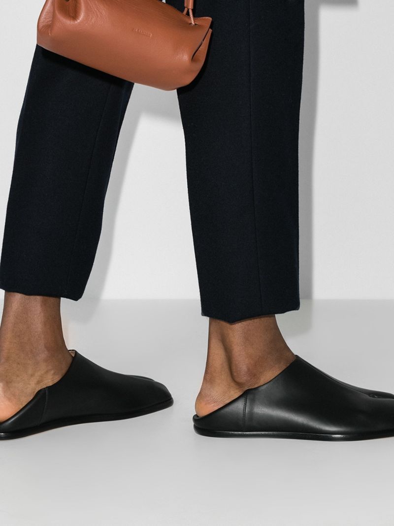 Black Tabi Slip-on Leather Shoes