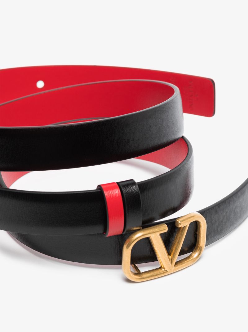 Black Vlogo Signature Reversible Leather Belt