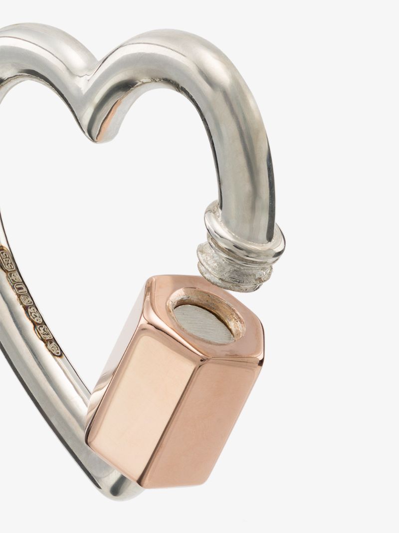 Sterling Silver and 14k Rose Gold Regular Heart Lock Charm