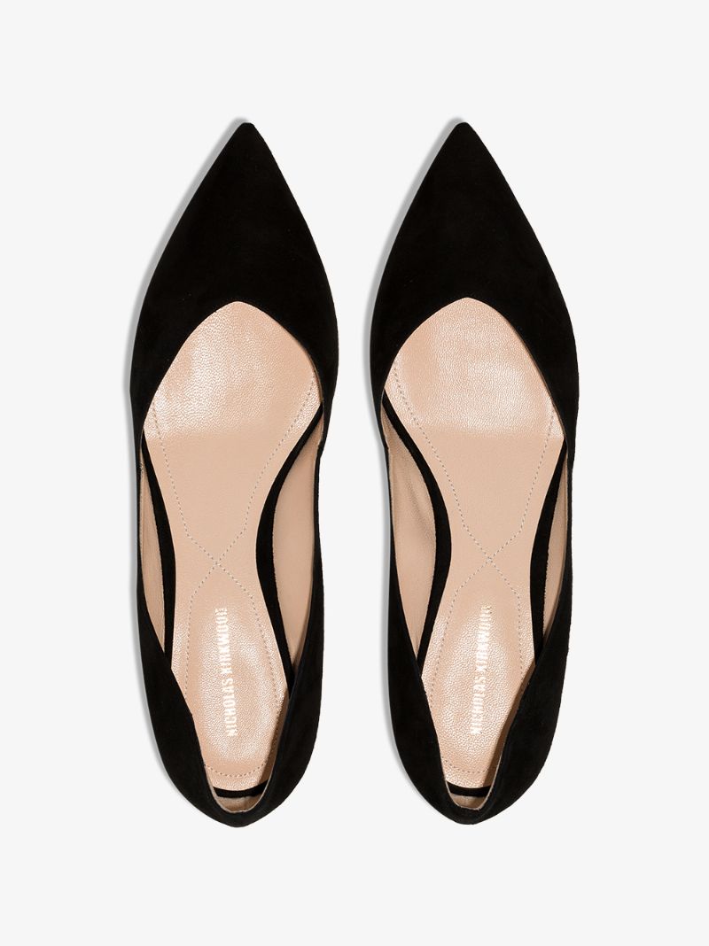 Black Casati D'orsay Suede Ballerina Flats