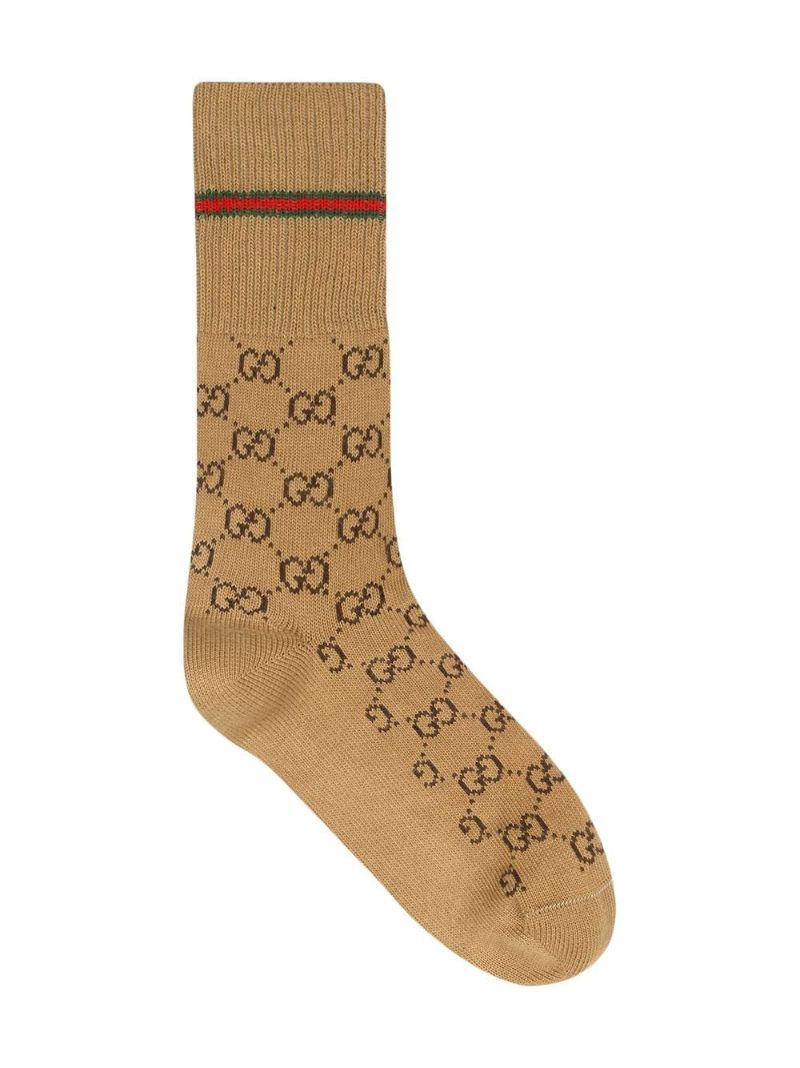 Brown Gg Web Cotton Socks