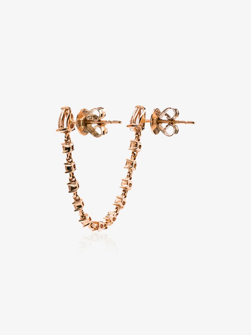 18k Rose Gold Double Piercing Diamond Loop Earring