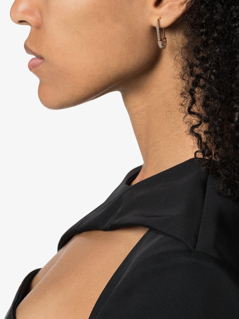 18k Rose Gold Diamond Safety Pin Earring