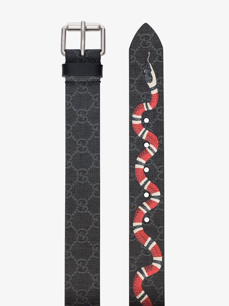 Black Gg Supreme Kingsnake Print Leather Belt