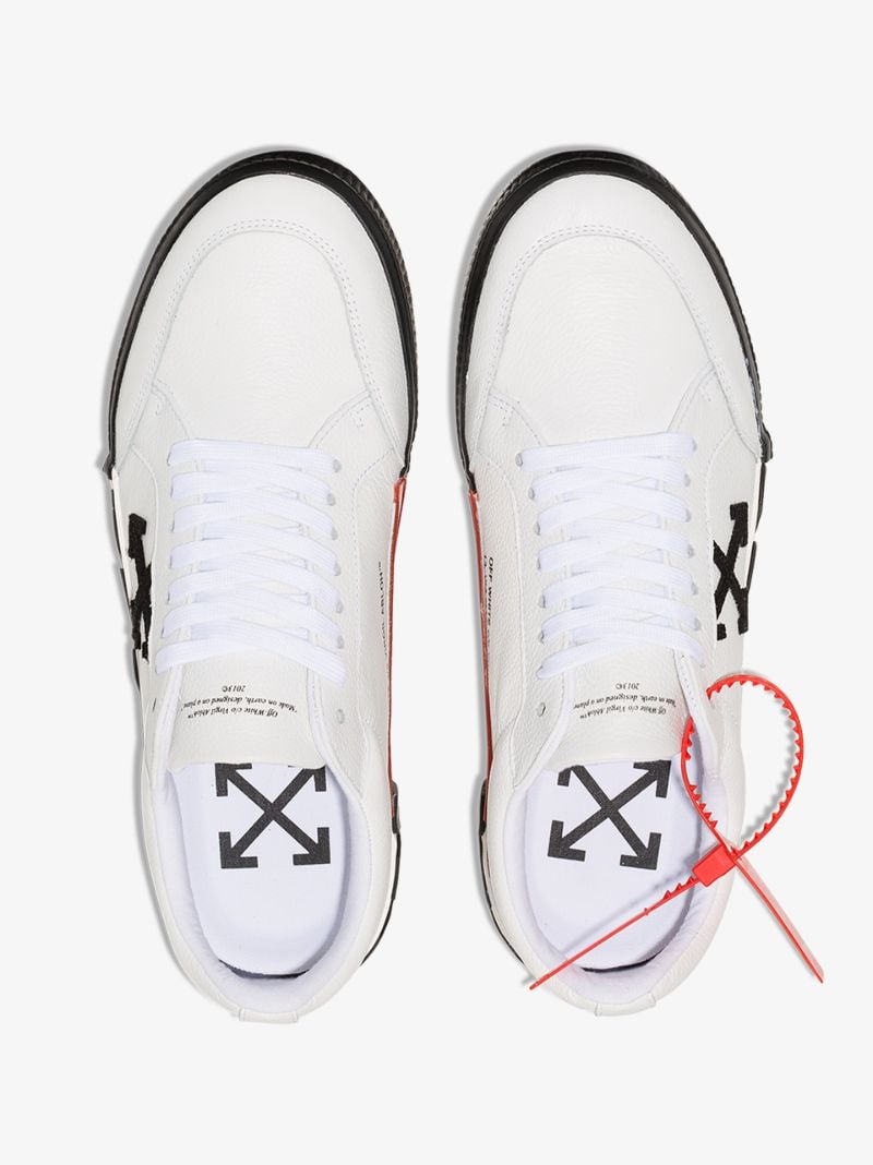 White Vulcanized Low Top Leather Sneakers