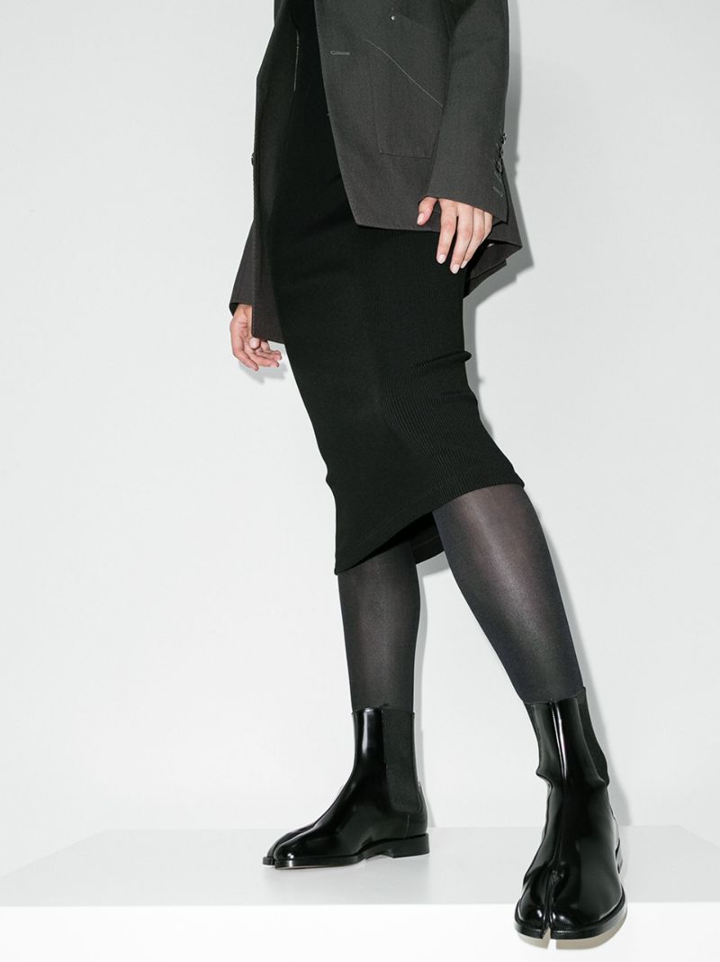 Black Tabi Patent Leather Chelsea Boots