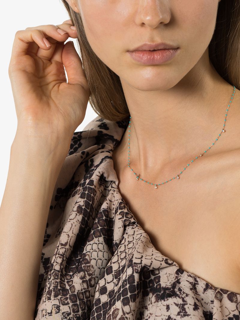 18k Rose Gold Beaded Diamond Necklace