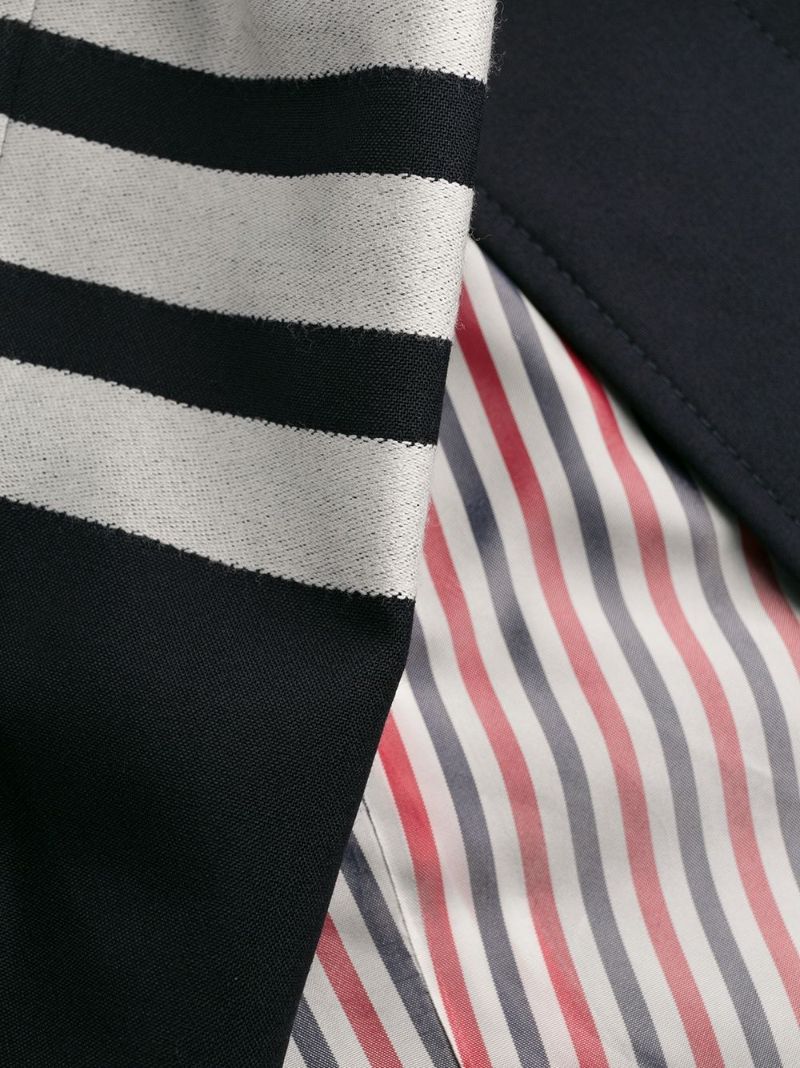 Blue 4-bar Stripe Wool Coat