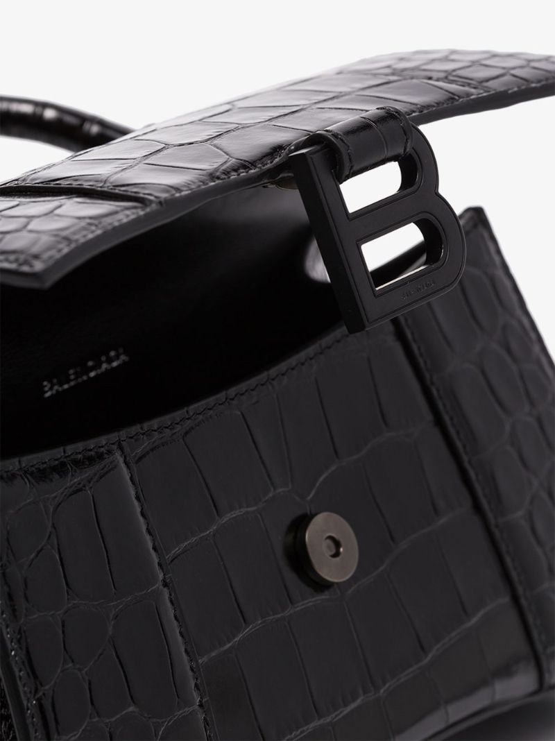 Black Xs Hourglass Mock Croc Bag