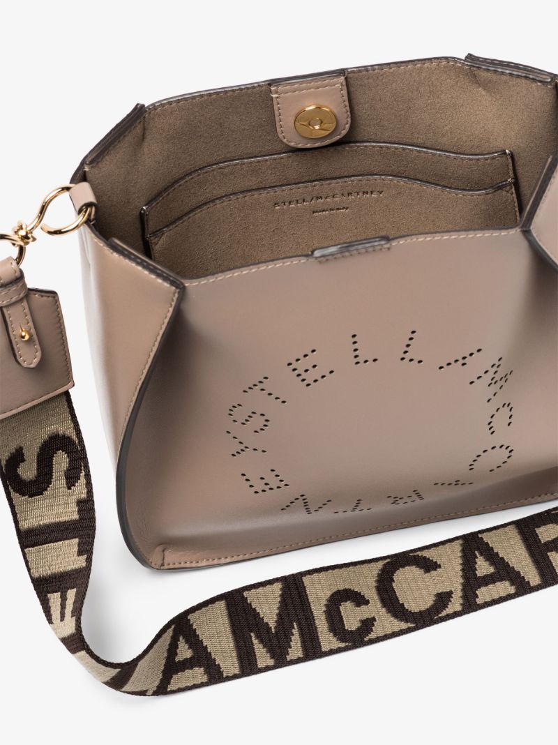 Neutral Logo Faux Leather Cross Body Bag