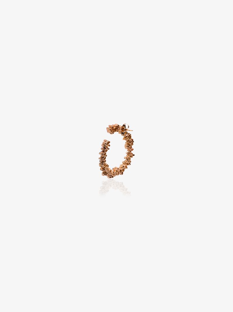 18k Rose Gold Rainbow Firework Sapphire Diamond Hoop Earrings