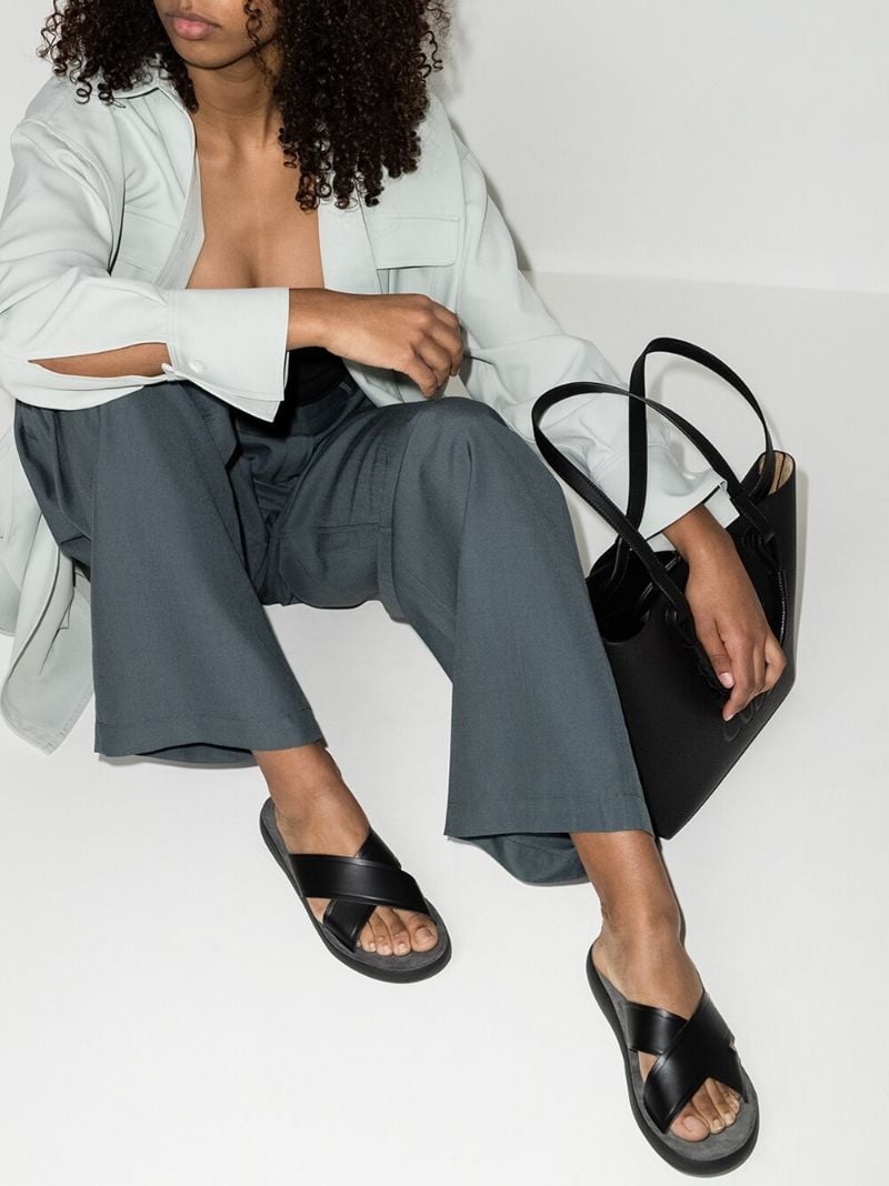 Black Thais Comfort Leather Sandals