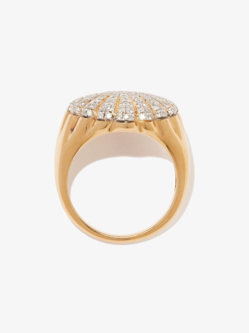 9k Yellow Gold Shell Diamond Ring