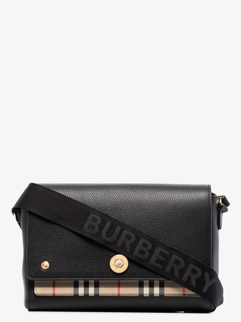 Black Note Medium Leather Cross Body Bag