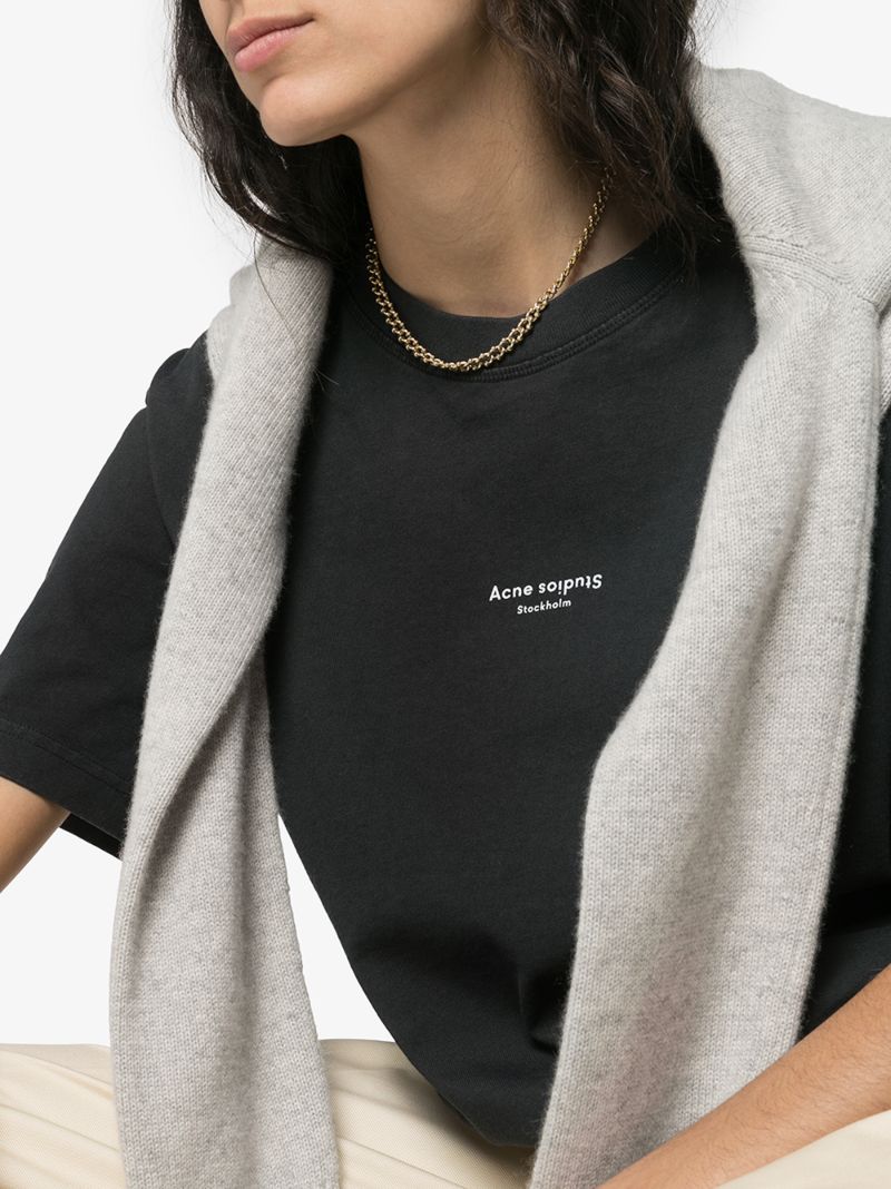 Black Logo Print Cotton T-shirt
