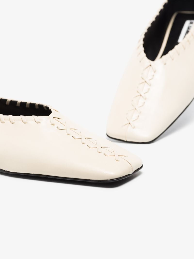 Neutral Square Toe Stitch Detail Pumps