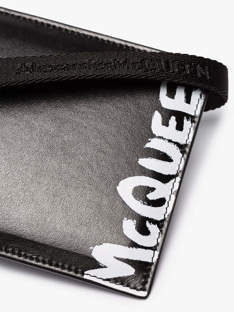 Black Logo Print Leather Smartphone Case