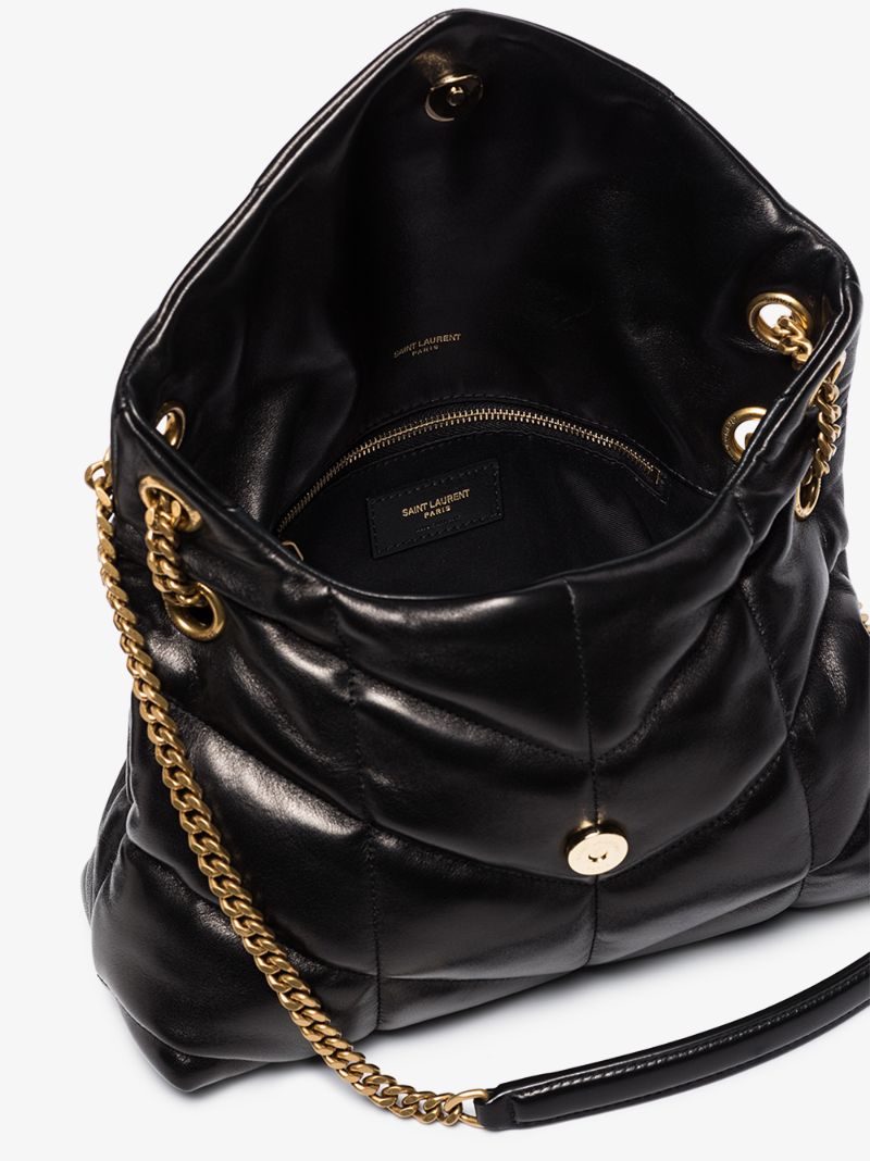 Black Puffer Small Leather Shoulder Bag