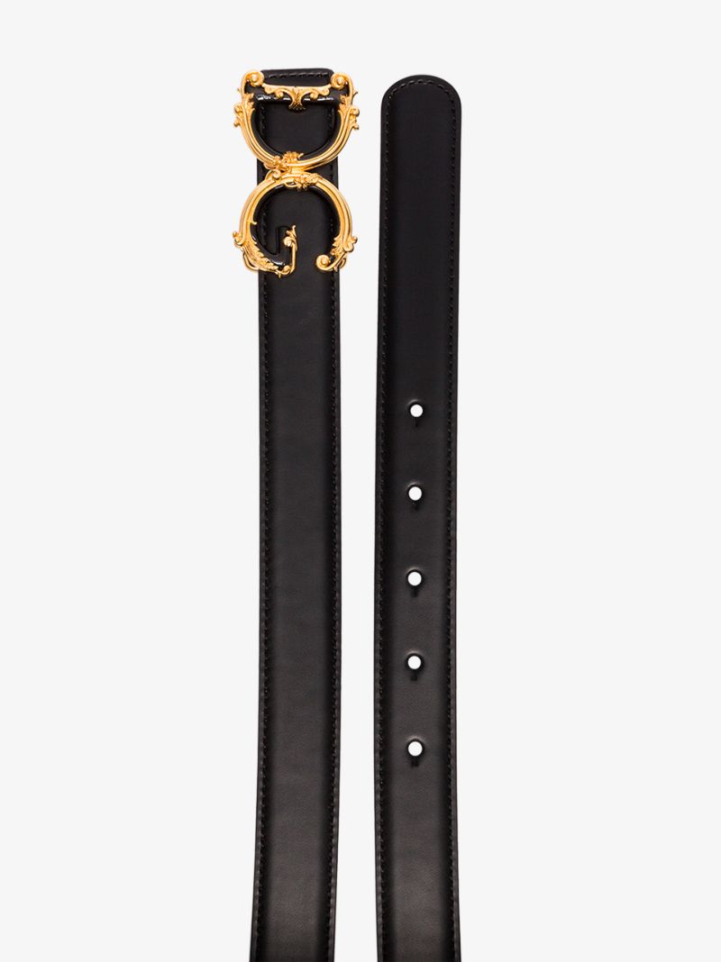 Baroque Gold Tone Logo Leather Belt