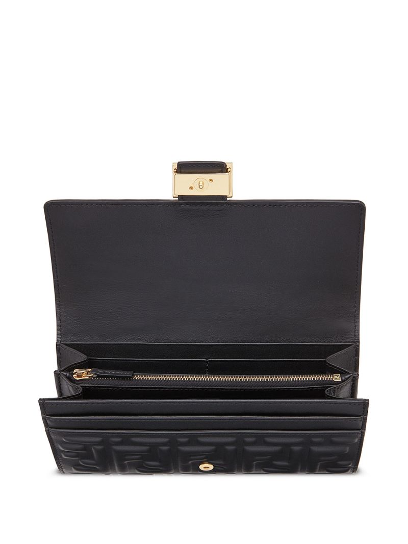 Black Ff Embossed Leather Wallet