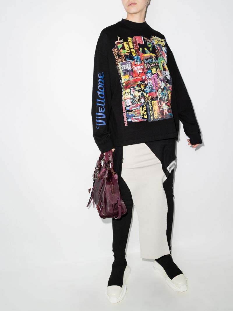 Horror Collage Print Cotton Sweatshirt