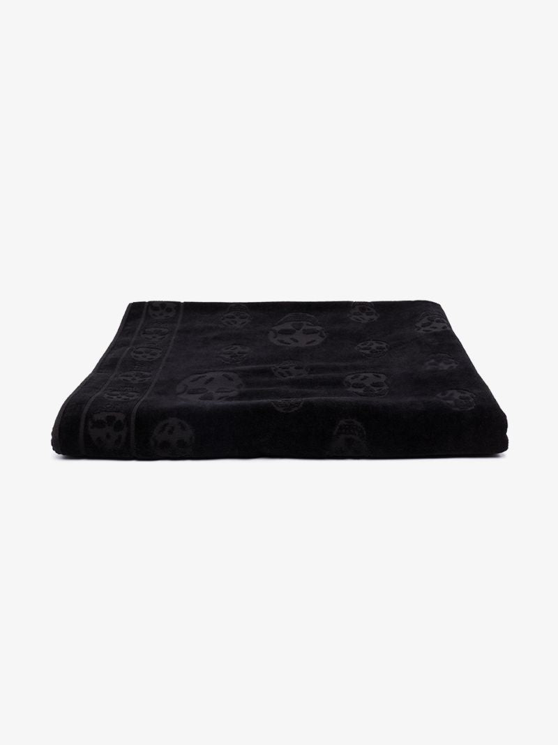 Black Skull Embroidered Cotton Towel