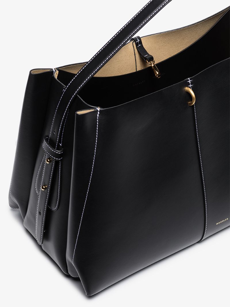 Black Ava Leather Tote Bag