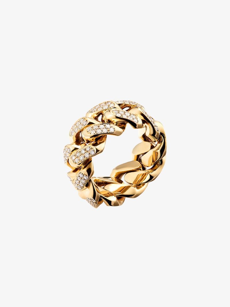 18k Yellow Gold Cuban Diamond Ring