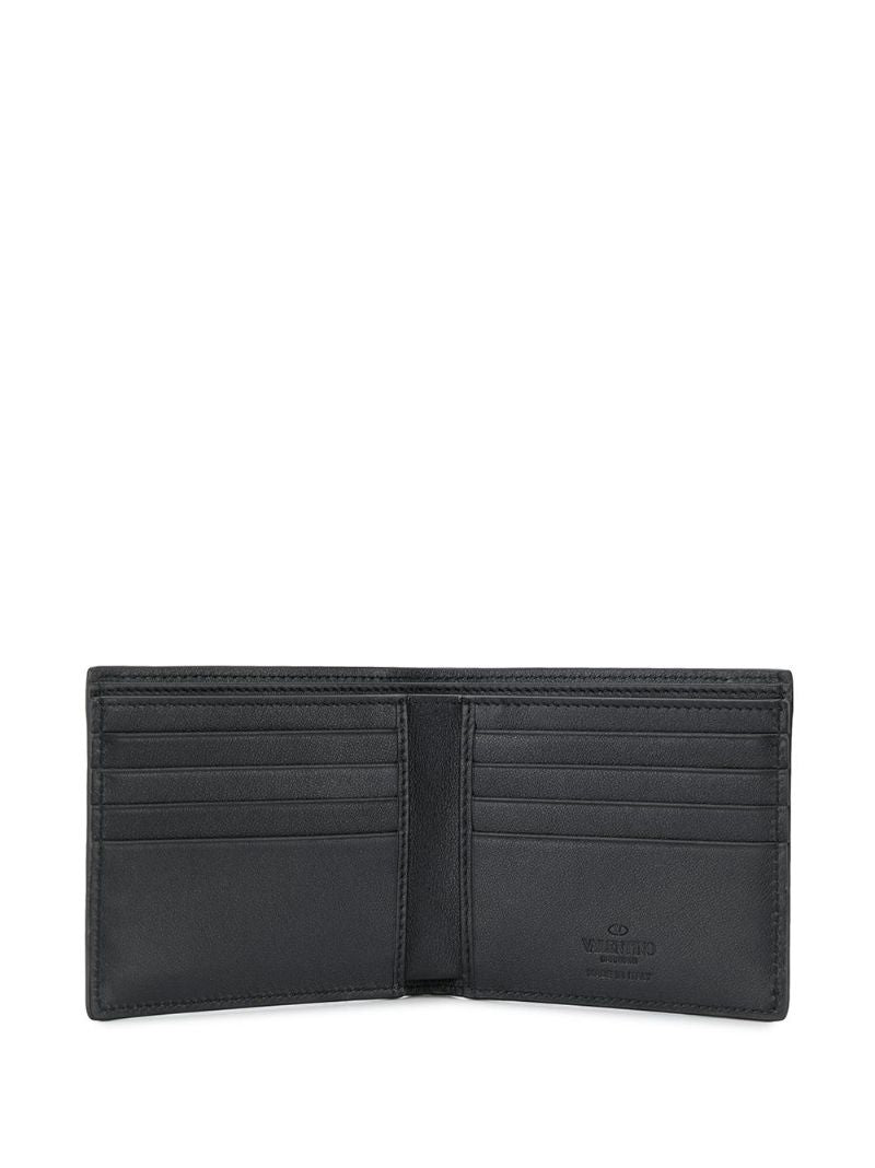 Black Vlogo Bi-fold Leather Wallet