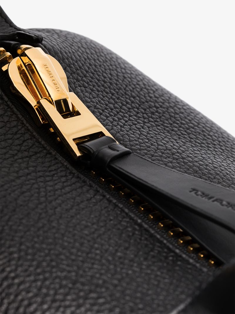 Black Leather Holdall Bag