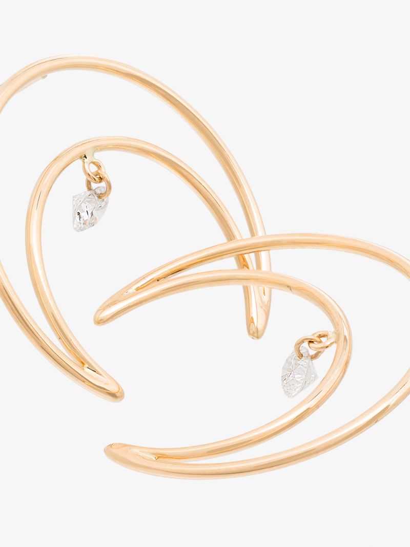 18k Yellow Gold Crescent Moon Diamond Earrings