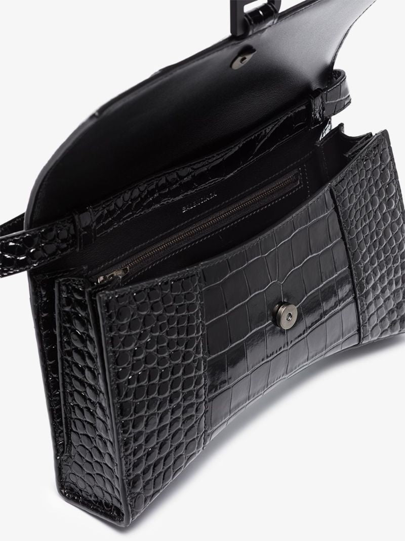 Hourglass Crocodile-effect Sling Shoulder Bag
