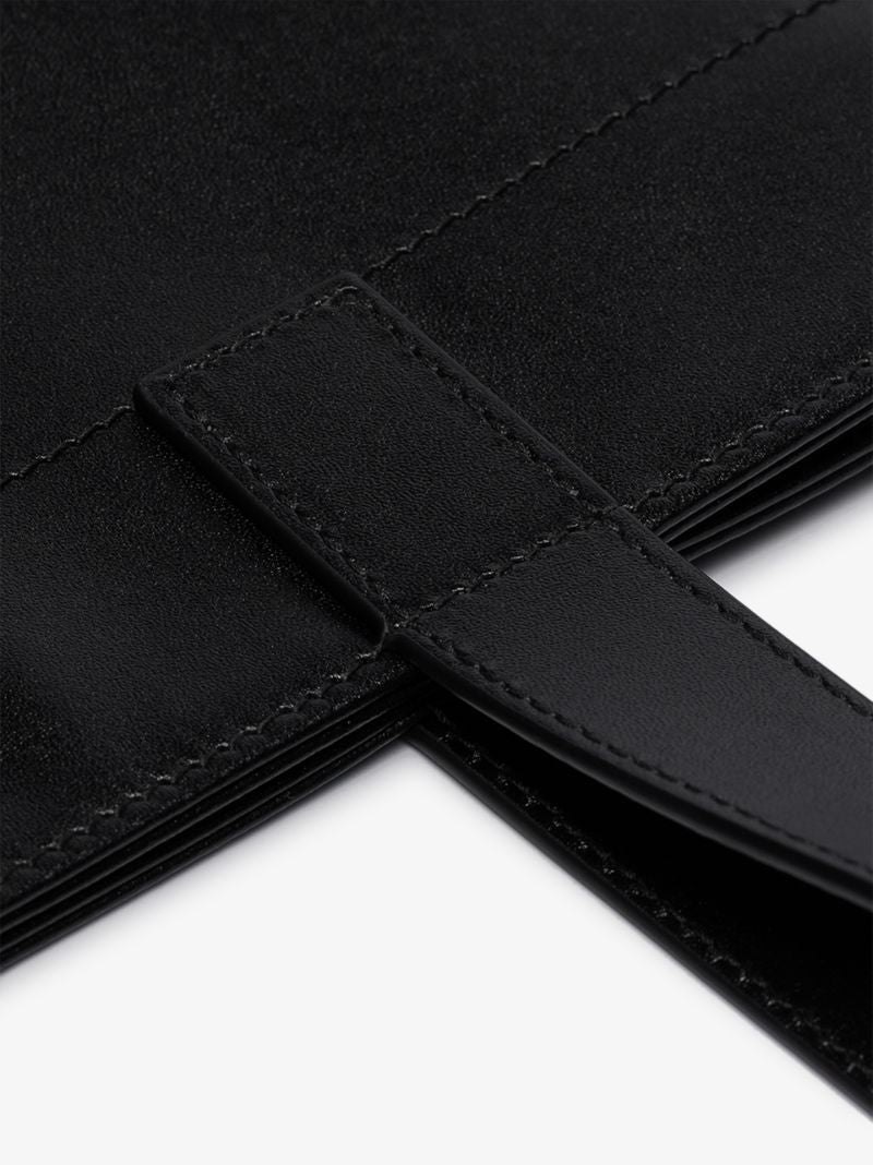 Black Logo Print Leather Tote Bag